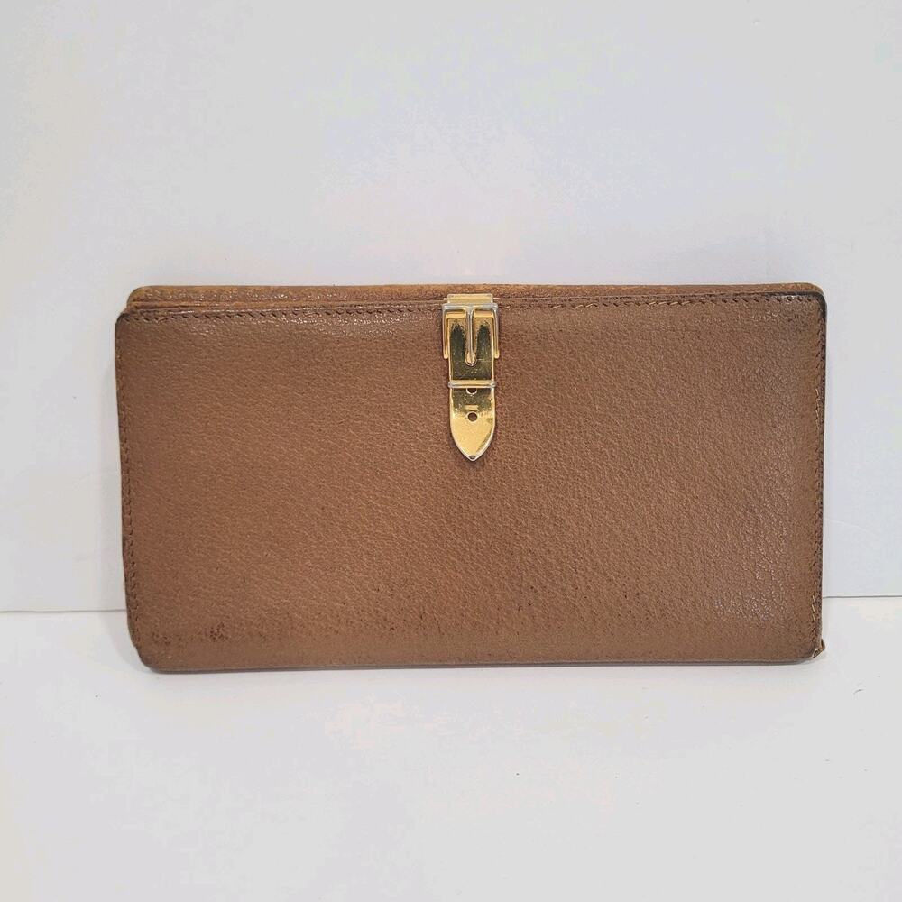 GUCCI Vintage‎ Byckle Clasp Wallet Bifold Brown Large Retro Clutch Leather Fair